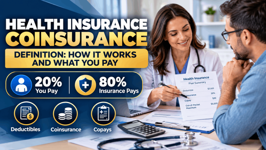 Health insurance coinsurance definition explained with 80/20 cost sharing, medical bills, deductibles, and copays